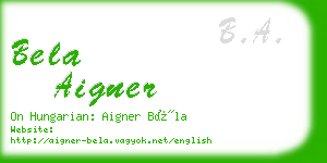 bela aigner business card